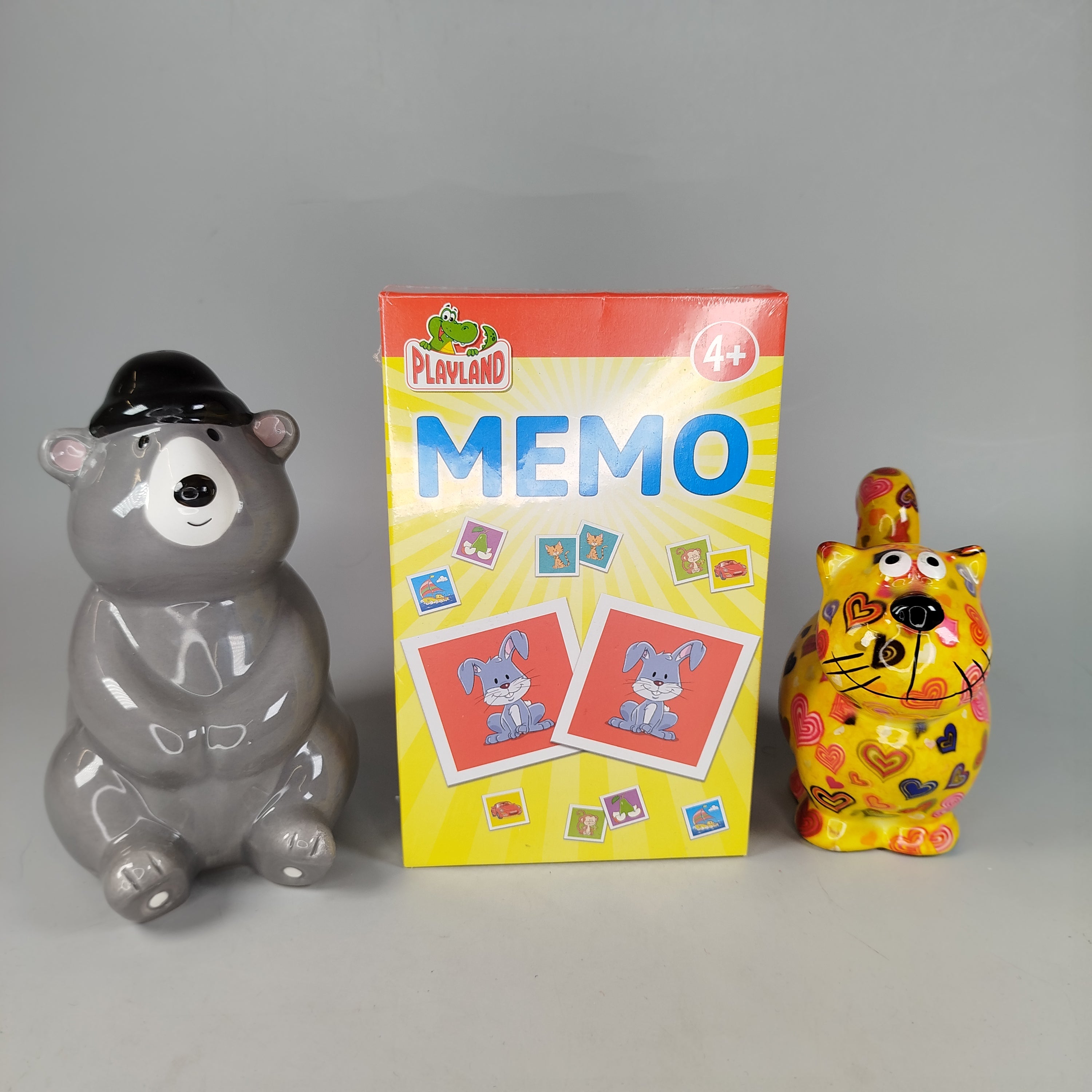 Playland (für Memo-Spiel); Keine Marke für Spardosen Spiel- und Spar-Set: 2 Sparschweine & Memo-Spiel